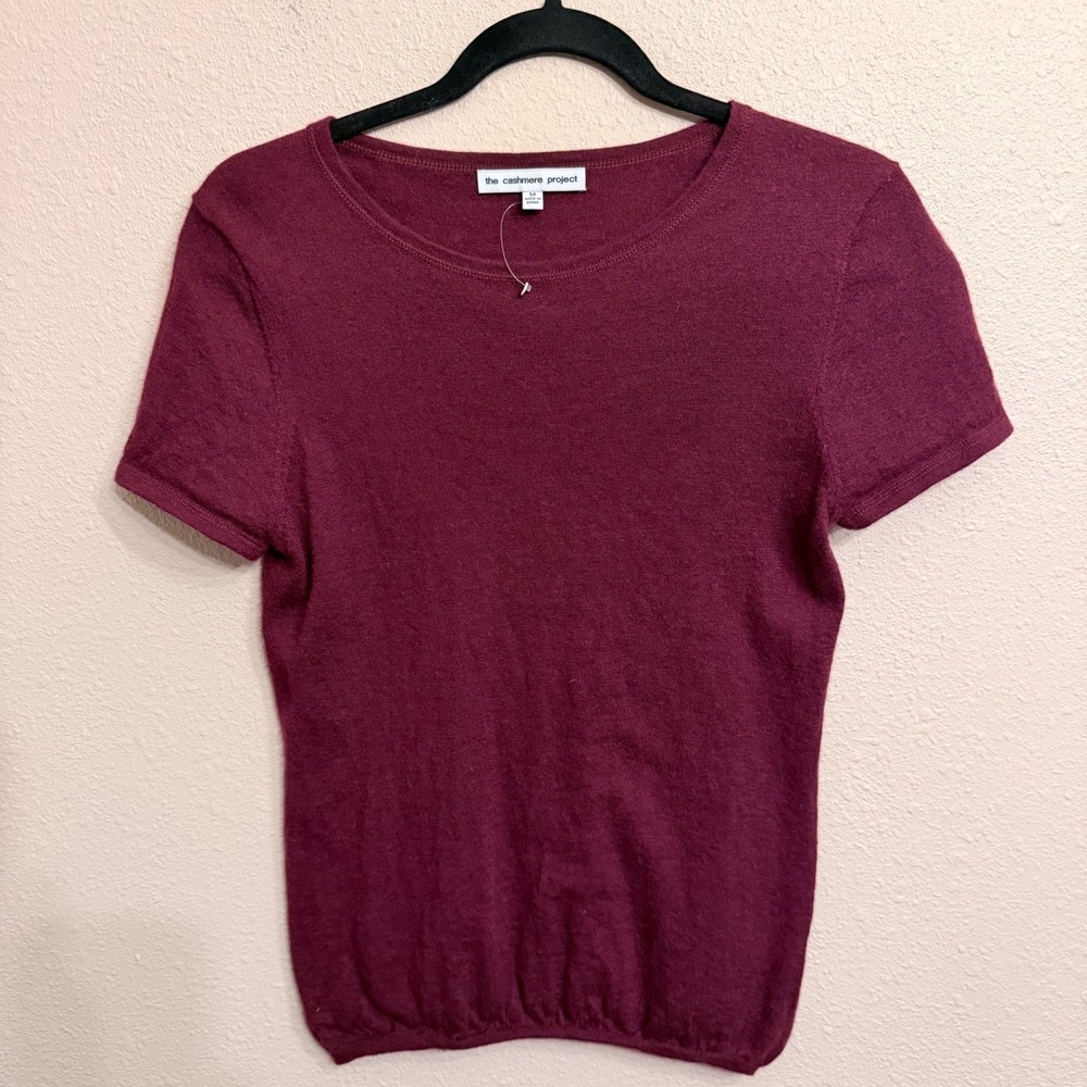 The Cashmere Project Womens Burgundy 100% Cashmere Short Sleeve Sweater Size M